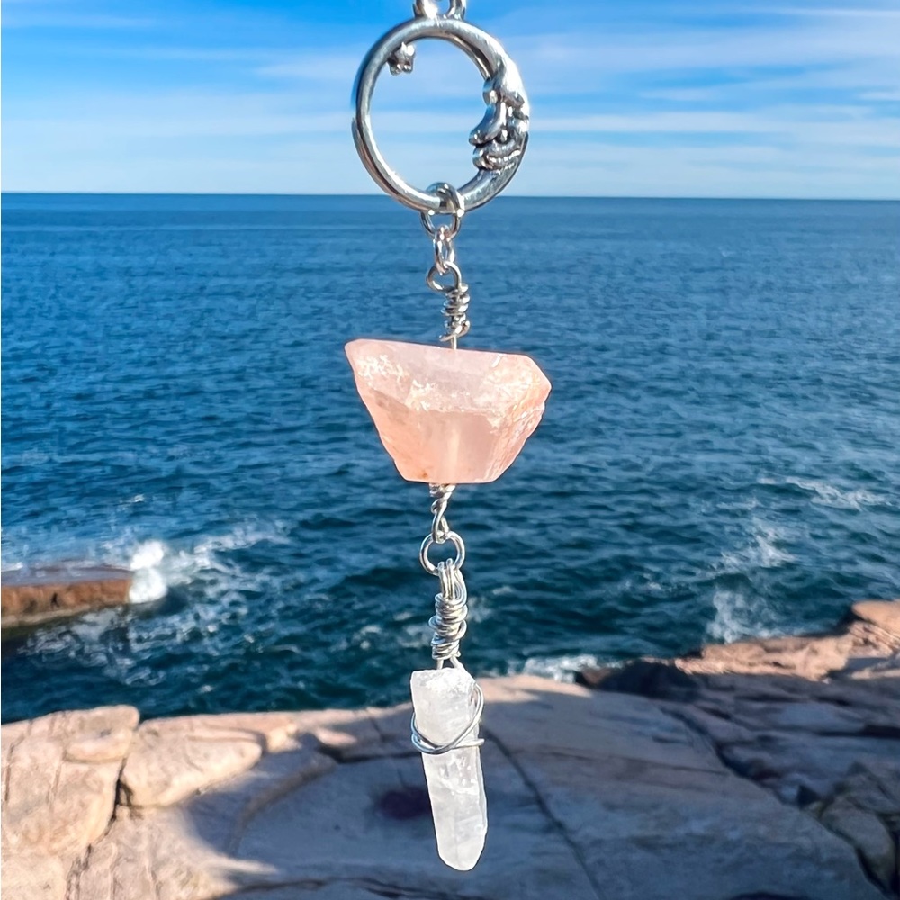 Peach Luna Aura Quartz Necklace - Picture 2 of 5